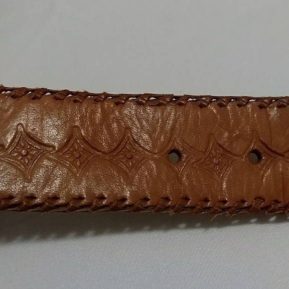 VTG Handcrafted Aztec Textile Leather Belt - Picture 6 of 6